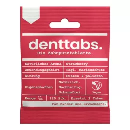 DENTTABS Detská jahoda bez fluoridu, 125 ks