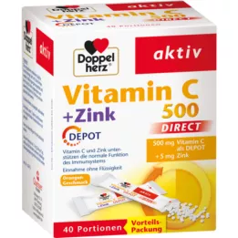 DOPPELHERZ Vitamín C 500+Zinc Depot DIRECT Pelety, 40 ks