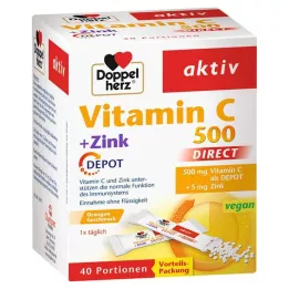 DOPPELHERZ Vitamín C 500+Zinc Depot DIRECT Pelety, 40 ks
