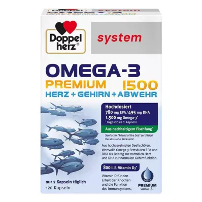 DOPPELHERZ Kapsule systému Omega-3 Premium 1500, 120 kapsúl
