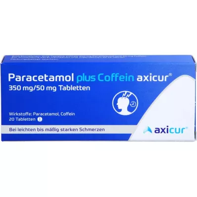 PARACETAMOL plus kofeín axicur 350 mg/50 mg tablety, 20 ks