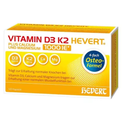 VITAMIN D3 K2 Hevert plus Ca Mg 1000 IE/2 kapsule, 120 kapsúl