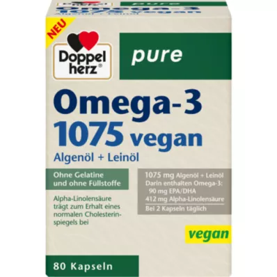 DOPPELHERZ Omega-3 1075 vegánske čisté kapsule, 80 kapsúl