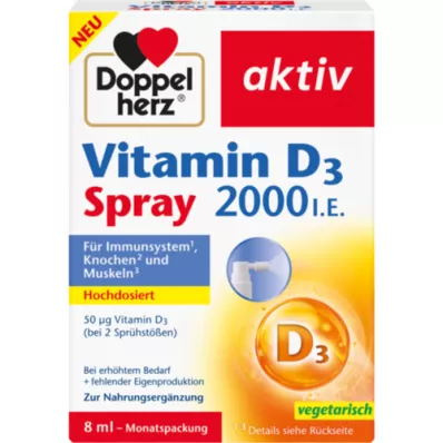DOPPELHERZ Vitamín D3 2000 I.U. sprej, 8 ml