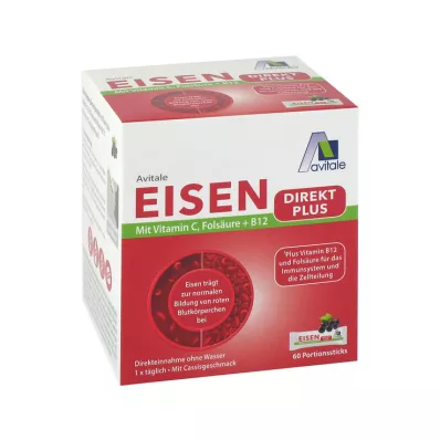 EISEN DIREKT plus vitamín C + kyselina listová + B12 v prášku, 60 ks