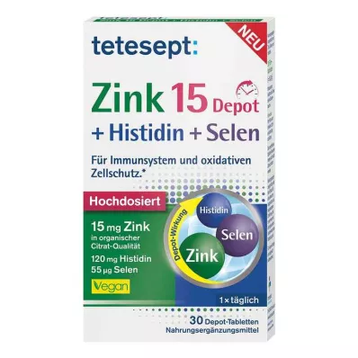 TETESEPT Zinok 15 Depot+Histidín+Selén filmom obalené tablety, 30 ks