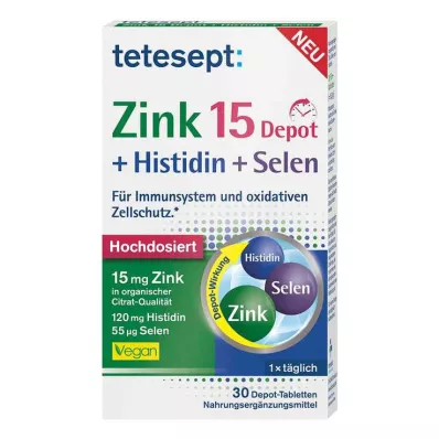 Tetesept Zinc 15 Depot + Histidín + Selén filmom obalené tablety, 30 ks Tetesept Zinc 15 Depot + Histidín + Selén filmom obalené tablety, 30 ks