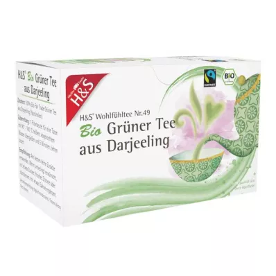 H&amp;S Organický zelený čaj z filtračného vrecka Darjeeling, 20X2 g