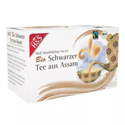H&amp;S Čierny bio čaj z filtračného vrecka Assam, 20X1,80 g