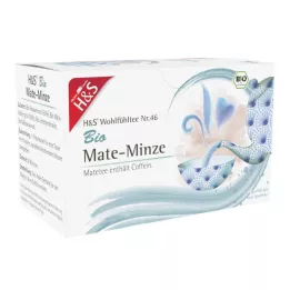 H&amp;S Organic Mate-Mint filtračné vrecko, 20X1,8 g
