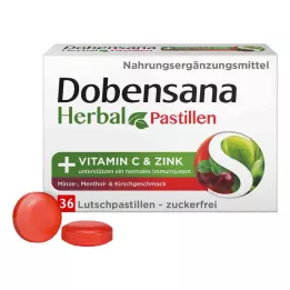 DOBENSANA Bylinná višňová príchuť Vit.C &amp; Zinkové pastilky, 36 ks