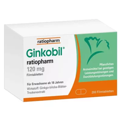 Ginkobil ratiopharm 120 mg s Ginkgo biloba, 200 ks Ginkobil ratiopharm 120 mg s Ginkgo biloba, 200 ks
