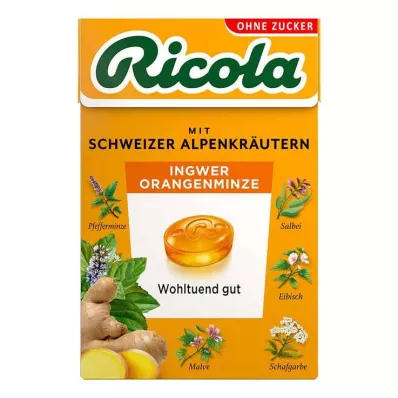 Ricola bez cukru krabička zázvorovo pomarančových mätových cukríkov, 50 g