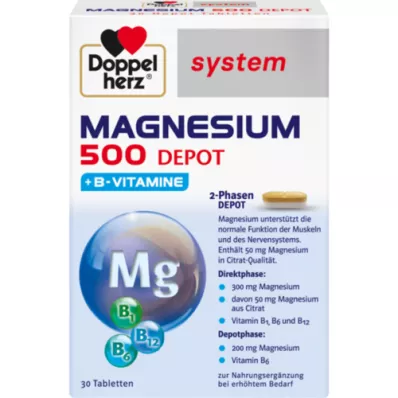 DOPPELHERZ Tablety systému Magnesium 500 Depot, 30 ks