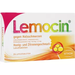 LEMOCIN proti bolesti v krku med a citrónové žuvačky, 24 ks