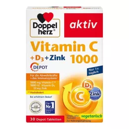 DOPPELHERZ Vitamin C 1000+D3+Zinc Depot Tablets, 30 kapsúl