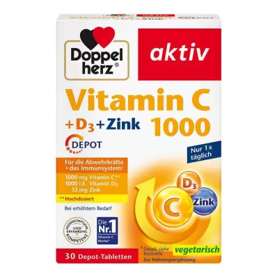Tablety Doppelherz Vitamín C 1000 + D3 + Zinc Depot, 30 ks