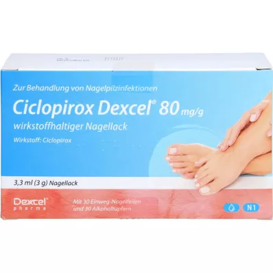 CICLOPIROX Dexcel 80 mg/g lak na nechty s obsahom účinnej látky, 3,3 ml