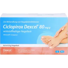 CICLOPIROX Dexcel 80 mg/g lak na nechty s obsahom účinnej látky, 6,6 ml