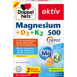 DOPPELHERZ Magnézium 500+D3+K2 Depot Tablets, 60 kapsúl