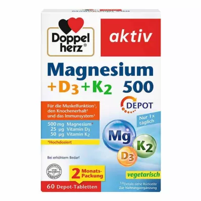 Doppelherz Magnesium 500 + D3 + K2 Depot tablety, 60 ks Doppelherz Magnesium 500 + D3 + K2 Depot tablety, 60 ks