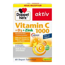 DOPPELHERZ Vitamin C 1000+D3+Zinc Depot Tablets, 60 kapsúl