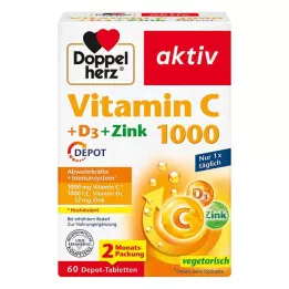 DOPPELHERZ Vitamin C 1000+D3+Zinc Depot Tablets, 60 kapsúl