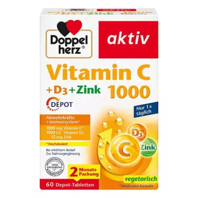 Tablety Doppelherz Vitamín C1000 + D3 + Zinc Depot (60 kusov)