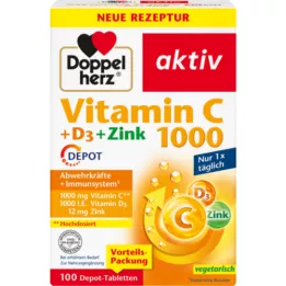 DOPPELHERZ Vitamin C 1000+D3+Zinc Depot Tablets, 100 kapsúl