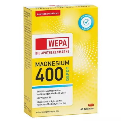 WEPA Magnézium 400 DEPOT+B6 tablety, 60 kapsúl