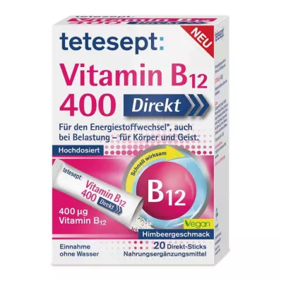 Tetesept Vitamín B12 400 priamych tyčiniek (20 kusov)