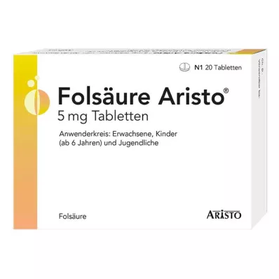 Kyselina listová Aristo 5 mg tablety, 20 ks Kyselina listová Aristo 5 mg tablety, 20 ks