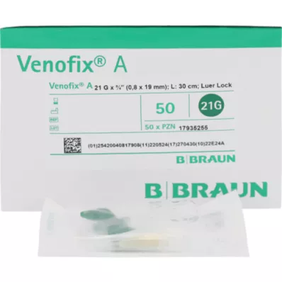 VENOFIX A Venipunktúrne puzdro 21 G 0,8x19mm 30cm zelené, 1 ks