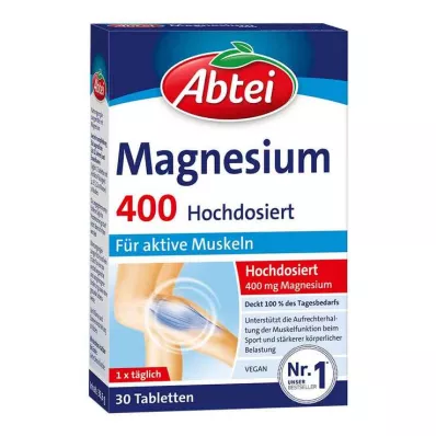 Abbey Magnesium 400 tabliet s vysokou dávkou, 30 ks