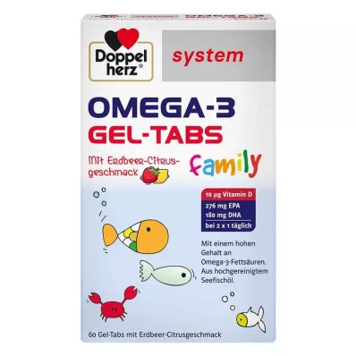 Doppelherz Omega-3 Gel-Tabs family Strawberry Citrus system, 60 ks