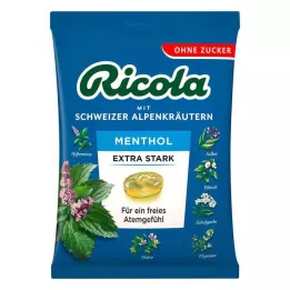Ricola vrecúško mentolových extra silných cukríkov bez cukru, 75 g