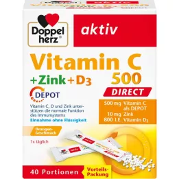 DOPPELHERZ Vitamín C 500+Zinok+D3 Depot DIRECT Pel., 40 ks