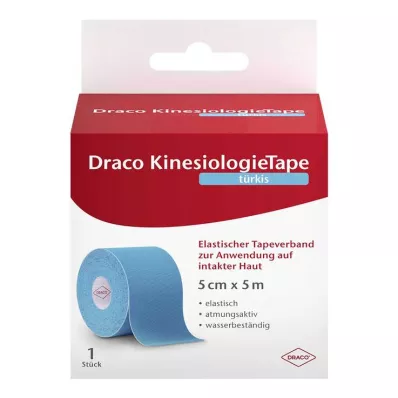 Draco kineziologická páska 5 cmx5 m tyrkysová, 1 ks