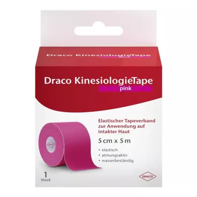 Draco kineziologická páska 5 cmx5 m ružová, 1 ks