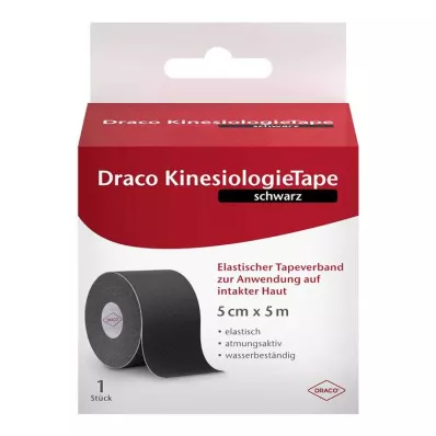 Draco kineziologická páska 5 cm x 5 m čierna, 1 kus Draco kineziologická páska 5 cm x 5 m čierna, 1 kus