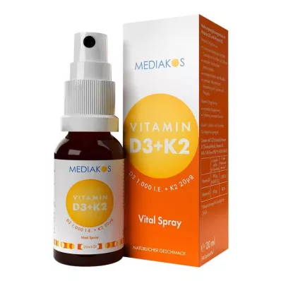 Vitamín D3 + K2 1000 IU 20 µg Mediakos Vital Spray, 20 ml