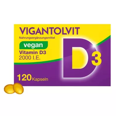 Vigantolvit 2000 IU vitamínu D3 vegánske mäkké kapsuly, 120 kusov