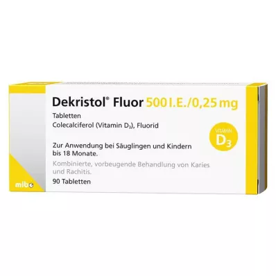 Dekristol Fluor 500 IU / 0,25 mg tablety, 90 ks Dekristol Fluor 500 IU / 0,25 mg tablety, 90 ks