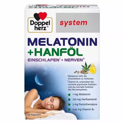 Kapsuly Doppelherz melatonín + systém konopného oleja, 60 ks